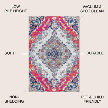 Bright bohemian Flair Boho Vintage Medallion Area Rug